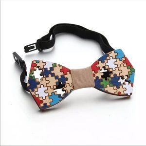 Bamboo fiber bow tie autism awareness brand new